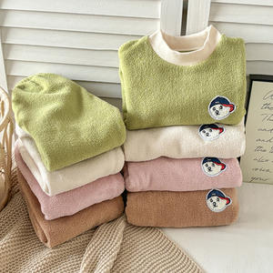 Pyjamas d'hiver pour enfants, garçons et filles, style coréen, double face, en <span class=keywords><strong>polaire</strong></span> Yangmei, doublés de fourrure, épais et chauds, à motifs animaliers - Product Image 2