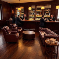 Table ronde vintage de style américain personnalisée pour hôtel, maison, bar ou salon à whisky et cigares