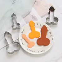 Lot de 3 moules 3D en acier inoxydable pour pénis, outils de pâtisserie, moule à fondant, décoration de gâteaux, moules de cuisson pour fête d'anniversaire