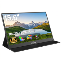 Moniteur externe portable 2K de 15,6 pouces multi-ports Type C HDMI USB 3.0 Plug and Play, compatibilité OS étendue pour Windows