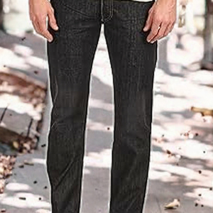 <b>Black</b> Straight Leg Denim Jeans <b>Men</b> Mid Waist Casual <b>Cargo</b> <b>Pants</b> <b>for</b> Autumn - Product Image 2