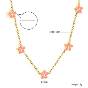 Collar de Moda INS con Dijes de Margarita Esmaltada, Joyería Inoxidable, Chapado en Oro de 18k, Acero Inoxidable, Collares de Flores Rosas para Mujer - Product Image 4