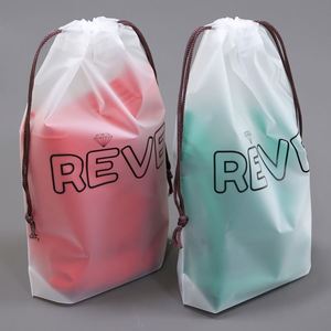 Sac à cordon en EVA givré avec logo personnalisé, pochette de rangement en plastique mat imperméable pour vêtements, chaussures, maillots de bain, emballage cadeau - Product Image 1