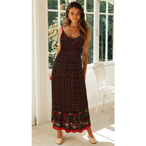 Nuovi abiti estivi da <span class=keywords><strong>donna</strong></span> con scollo a V abiti floreali da ragazza in stile europeo e americano - Product Image 5