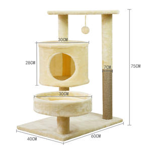 Lusso moderno semplice grigio gatto albero condominio con raschietti e letto fabbrica personalizzato Sisal materiale imballato in cartone - Product Image 3