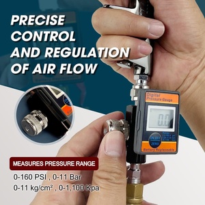 LEMATEC เกจวัดแรงดันดิจิตอล 0-160 PSI จอแสดงผล LCD วาล์วนิวเมติกอะลูมิเนียม - Product Image 3