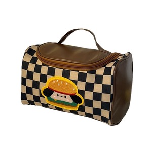 Bolsa de Maquillaje de Viaje de Gran Capacidad, Estilo Portátil, con Lindo Patrón Bordado de Perro, Estilo Retro, Personalizable - Product Image 1