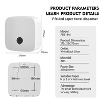 Distributeur d'essuie-tout en papier moderne en plastique ABS pliable en V pour hôtels toilettes cuisines gymnases salons hôpitaux