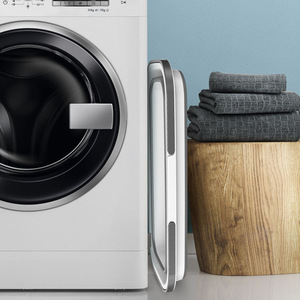 Portable <b>Collapsible</b> Plastic <b>Bucket</b> With Handle For Household Cleaning And Car Use White Blue 6871 - Product Image 3