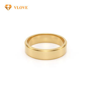 VLOVE Anello Classico di Alta Qualità per Fidanzamento e Matrimonio in Oro Giallo 14K, Bordo Piatto Lucidato, Anello per Coppia, Ideale come Regalo o per Feste - Product Image 5