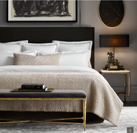 Banc de bout de lit moderne de style américain de luxe avec base en métal et revêtement en tissu