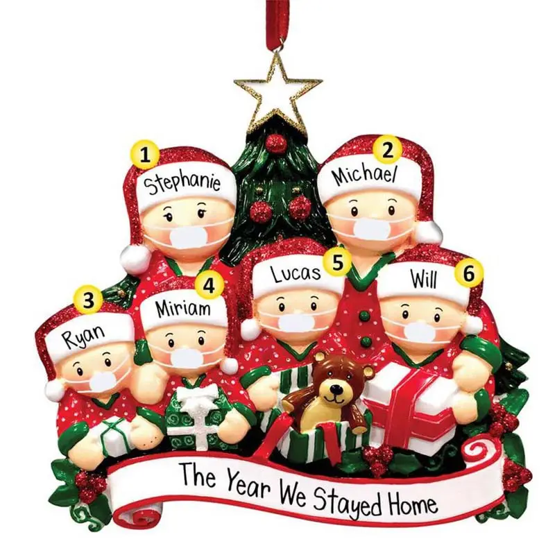 Regalo de Navidad colgante de regalo Cara santa árbol de Navidad decoración de nombre de la familia