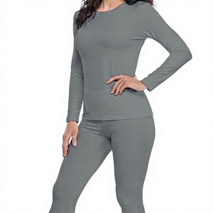 Conjunto de Ropa Interior Térmica sin Costuras para Mujer, Camiseta y Pantalones Largos, Color Morado Sólido, Cuello y Mangas, Capa Base, Ropa Cálida de Invierno, Conjunto de Dos Piezas, Secado Rápido - Product Image 5