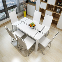 Table à manger moderne et simple en verre trempé pour petit appartement, connexion double face, ensemble de table et de chaises pour la maison