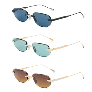 Lunettes de soleil sans monture Lmamba de haute qualité, design ovale, verres métalliques, UV400, logo personnalisé, pour femmes et hommes - Product Image 5