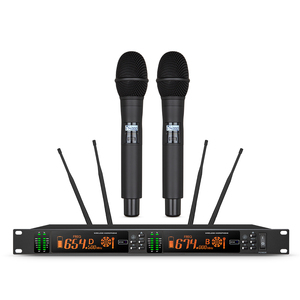 Sistema Microfonico Wireless UHF a 2 Canali True Diversity TRL-102/103/104/105/106 con Portata di 100 <span class=keywords><strong>m</strong></span> per Palcoscenico, Conferenze e Trasmissioni Live - Product Image 1