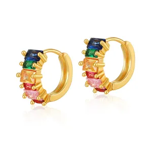 Boucles d'Oreilles Créoles en Métal CZ Coloré pour Femme et Fille, Idéal pour la Fabrication de Moules, Cadeaux d'Anniversaire, Fête de Noël