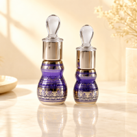 Flacon compte-gouttes en verre cristal de 6 ml et 12 ml, avec bouchon en forme de gourde, électroplaqué or, gravé, pour huiles essentielles, oud, attar, parfum