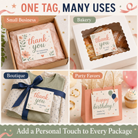 Autocollants personnalisés de remerciement pour anniversaire, étiquettes personnalisées avec logo, étiquettes en papier pour emballages cadeaux et commandes de petites entreprises