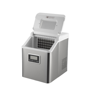 Machine à glaçons en acier inoxydable avec réservoir d'eau de 2,2 L, glaçons en cubes, panneau de commande électrique à bouton-poussoir pour usage domestique - Product Image 1