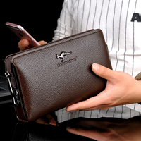 Sac à main pour homme de grande capacité, sac à main de mode pour homme, en cuir PU souple, fermeture à glissière, imperméable, antivol, sac à main de haute qualité