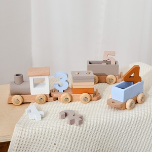 Tren de Números de Madera Personalizado para Bebés, Bloques Educativos Montessori, Accesorio para Fotos de Recién Nacidos, OEM, ODM, Venta al Por Mayor - Product Image 3