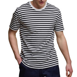 เสื้อคอกลมเข้ารูปแบบคลาสสิกมีแถบแนวนอนวัสดุผ้าฝ้ายน้ำหนักเบาเหมาะสำหรับกิจกรรมกลางแจ้งหรือการเดินทาง - Product Image 2