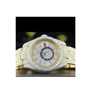 Superior Quality Iced Out Lab Grown VVS Clarity Moissanite Diamond Studded Analog Watch for Women at Affordable Price