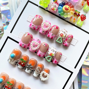 <span class=keywords><strong>Ongles</strong></span> press-on 3D de luxe à paillettes, design exquis, 10 pièces, couverture complète, <span class=keywords><strong>d</strong></span>écorés, faits à la main, <span class=keywords><strong>en</strong></span> <span class=keywords><strong>gel</strong></span> UV, acrylique sculpté, faux <span class=keywords><strong>ongles</strong></span> - Product Image 2