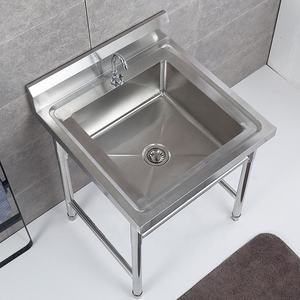 Plan de travail en acier inoxydable pour évier commercial, plan de travail de cuisine autoportant avec égouttoir, SUS201, SUS304, robuste - Product Image 2
