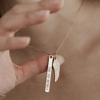 Collar con Nombre Personalizado en Barra Delgada, Collar Vertical con Nombre, Joyería de Verano para Mamá, Regalo de Boda Hecho a Mano, Grabado de Fecha