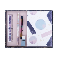 Vente en gros d'usine, ensemble de papeterie personnalisé avec impression de votre propre design, papeterie artistique pour le bureau, l'école, cadeau pour filles, enfants, série ciel étoilé