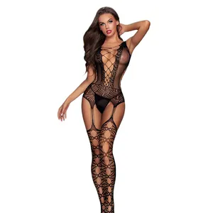 Erotische Schritt lose Dessous Body stocking Ganzkörper Strumpf sexy Fisch netz Frauen Dessous für Teen Mädchen