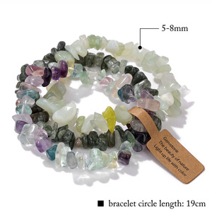Pulsera de piedra natural, amatista de cuarzo rosa, 3 unidades/juego, joyería elástica, piedras preciosas bohemias, cuentas irregulares de ágata, conjunto de pulsera - Product Image 5