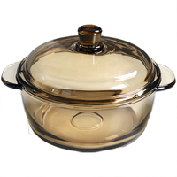 Cadeaux d'Affaires Set de Vaisselle de Cuisine et Alimentaire Vente en Gros Bol à Salade Classique en Cristal Double Anse Marron avec Couvercle et Bol à Soupe
