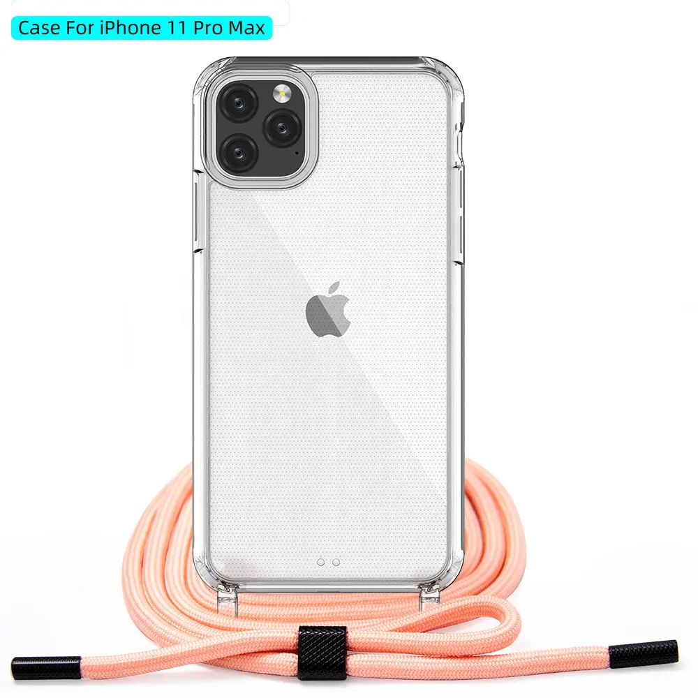 Casing Ponsel Iphone 12 Pro Max, Casing Penutup Pembawa Kalung Tali Rantai Kabel untuk Iphone 12 11 Pro Max