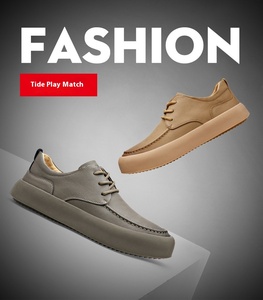 Chaussures de course à lacets pour hommes Veca Fashion Trend, style coréen, automne, cuir véritable, respirantes, semelle intérieure en EVA, semelle extérieure en caoutchouc épaisse - Product Image 6