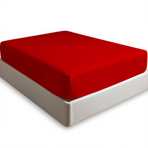 Drap-housse 100% coton rouge, taille King Size allemande 200x200 cm - Product Image 3