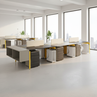 Poste de travail de bureau ouvert moderne de grande taille, cadre en bois, zones multifonctionnelles, alimentation intégrée, bureau professionnel pour équipe