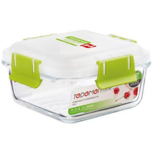 700ml <strong>Super</strong> Lock <strong>Classics</strong> transparent glass Sugarcane compostable Lunch Cube to Go Food Container - Product Image 1