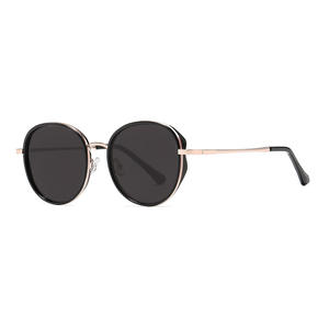 Gafas de Sol Redondas para Mujer, Estilo Moderno, Protección UV400, Polarizadas, Marco TR90, Lentes TAC, Color Negro, Versátiles - Product Image 1