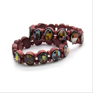 Pulsera Elástica de Cuentas de Madera Ovaladas, 28 Piezas, Engaste de Bisel, Origen Yiwu, RB-288, Joyería de Moda - Product Image 1