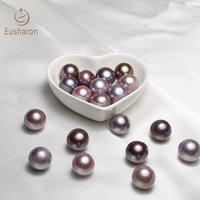 Collier de perles Edison pour fabrication de grosses perles, perles rondes violettes naturelles, de couleur Edison, taille 15 à 16mm