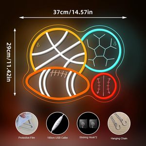 Enseigne néon pour chambre de garçon Man Cave Football Soccer Basketball Baseball Neon Light - Product Image 6