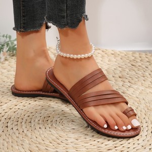 Summer Collection Factory Wholesale Women's Set Toe Slippers Comfortable Flat Leisure Plush Custom Cushioning for New Wear - Product Image 4