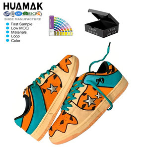 Zapatillas Deportivas HUAMAK Personalizables con Bloques de <span class=keywords><strong>Color</strong></span> Vibrantes Naranja/<span class=keywords><strong>Beige</strong></span>/Verde Azulado, Calzado Urbano con Detalle de Estrella Plateada, MOQ Bajo, Muestra Rápida - Product Image 1
