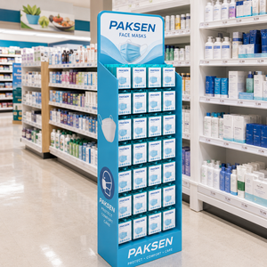 Support en carton multi-niveaux pour produits de protection médicale, impression personnalisée, installation rapide pour la promotion en pharmacie - Product Image 2