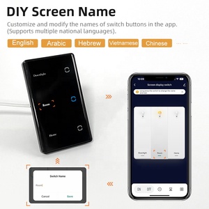 Interruptor de Luz de Parede com Display de Nome LED Padrão dos EUA Controle Remoto Inteligente Tuya WiFi Interruptor Touch Alexa Luxuoso - Product Image 2