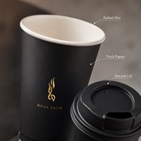 Gobelets en papier à double paroi jetables avec estampage à chaud doré, logo personnalisé, gobelets en papier pour boissons chaudes 8/12/16 oz pour café et thé à emporter