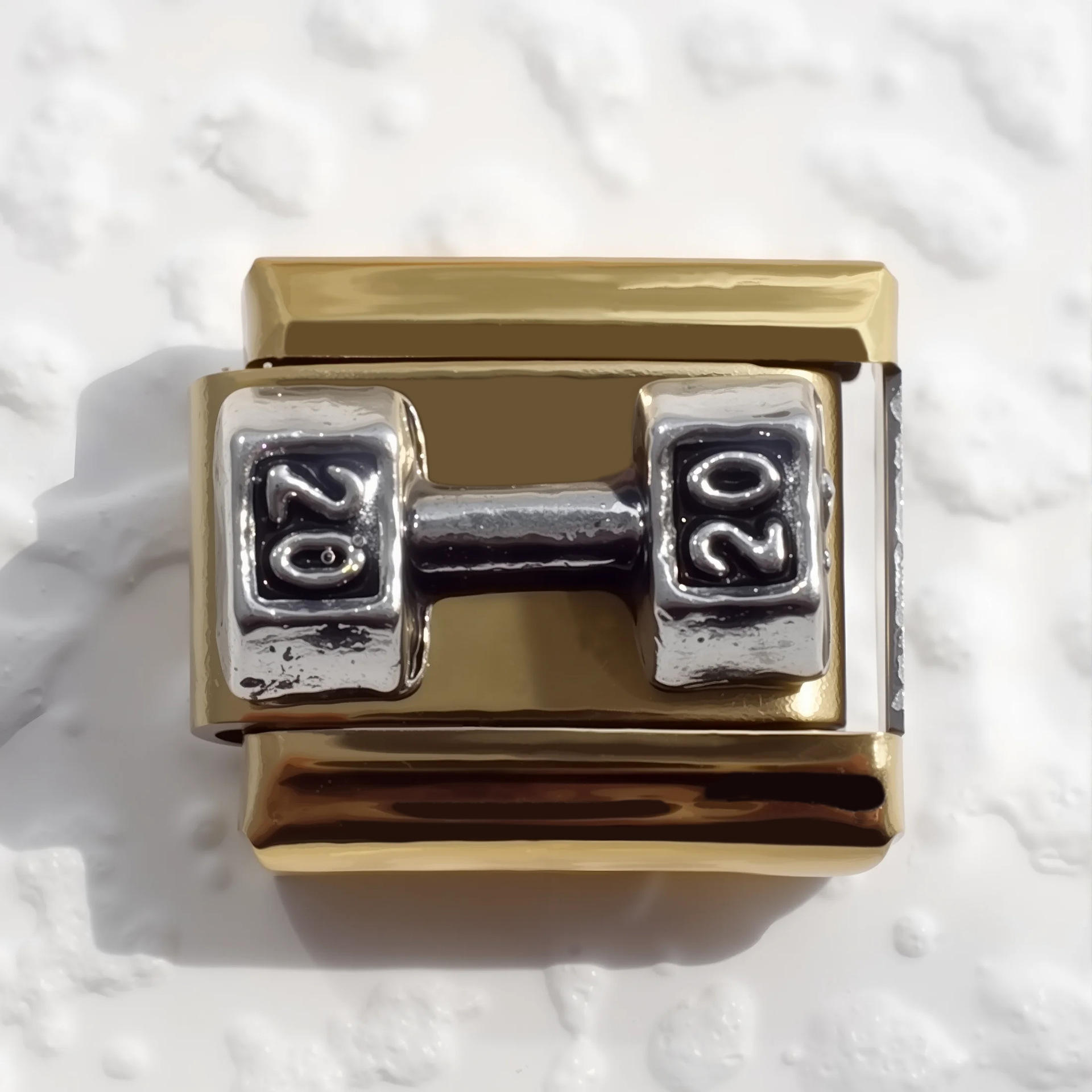 gold Weightlifting dumbbells